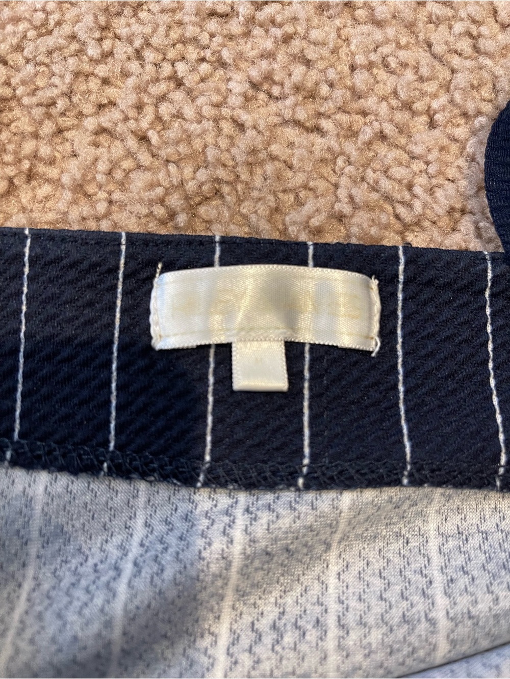 RILEY & JAMES Boho Y2K Striped Navy Button-Front Spaghetti Strap Dress - Picture 3 of 7